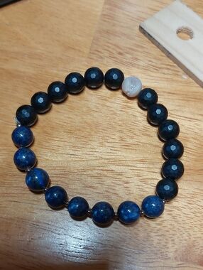 💜3/$20💜 Black Blue Semi-precious S5one 8mm Bead Stretch Bracelet